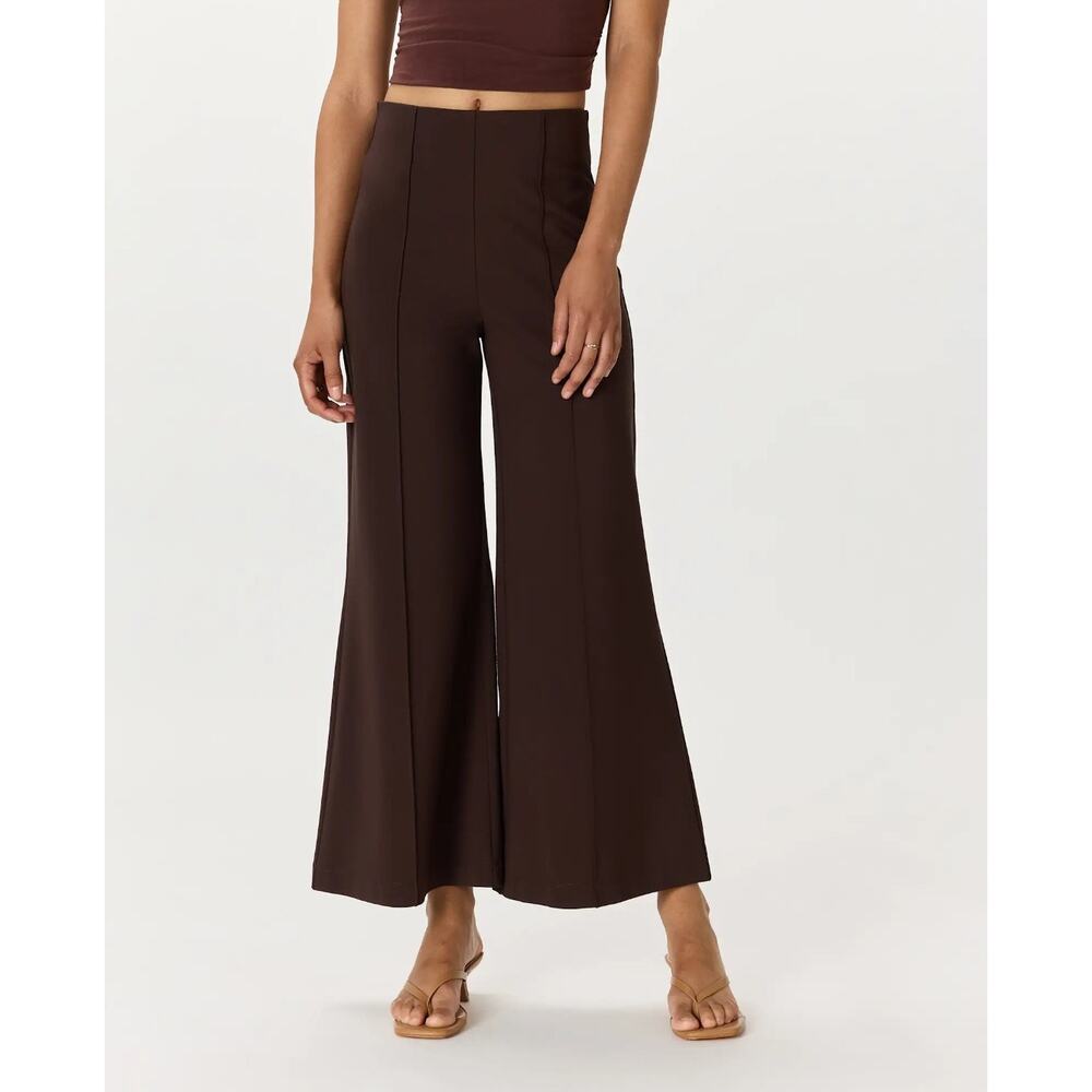 Quince Ultra-Stretch Ponte Super Wide-Leg Pants Size Small Espresso Minimalist
